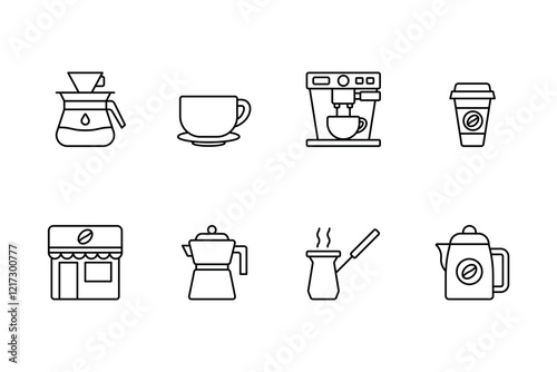 Coffee Shop Essentials Line Icon Set