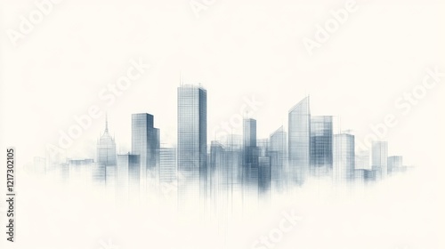Abstract city skyline with soft focus, showcasing modern architecture and urban atmosphere