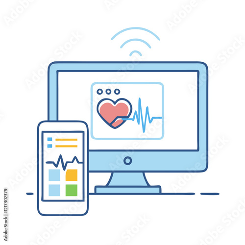 remote health monitoring icon, remote health monitoring vector illustration-simple illustration of remote health monitoring, perfect for remote health monitoring logos and icons