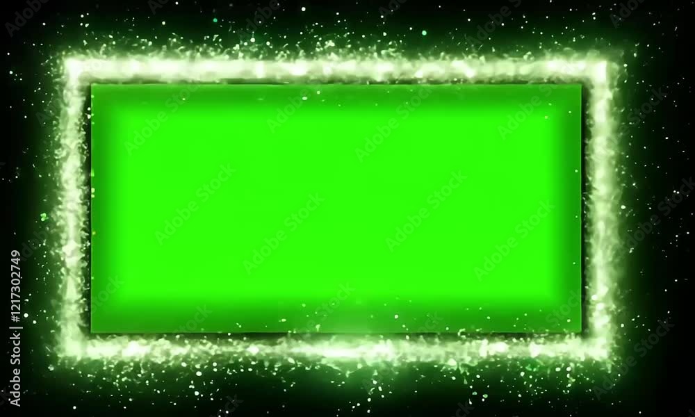 Sparkling green screen frame glitter particle border chroma key background special effect