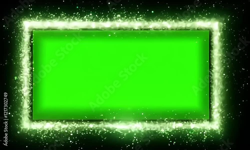 Sparkling green screen frame glitter particle border chroma key background special effect