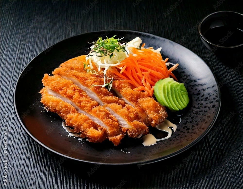 Crispy Golden Fried Pork Cutlet on a Plate 02 Crispy Golden Fried Pork Cutlet on a Plate 02