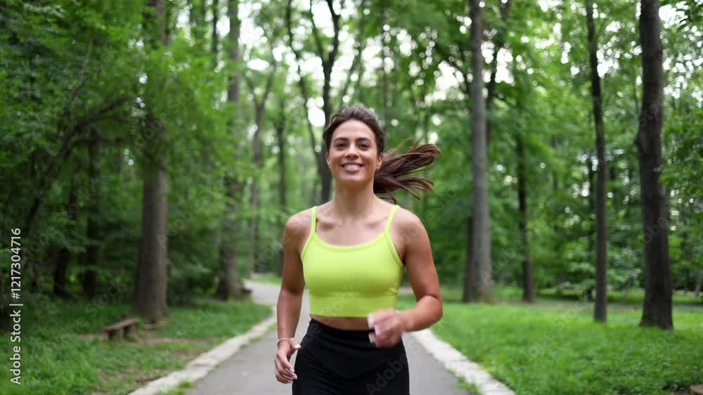 Young woman jogging in a park	