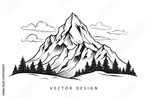 big mountain landscape vector design isolated illustration