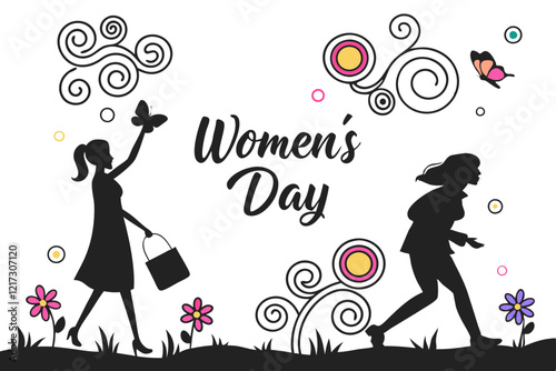 happy Women's Day girl with flowers