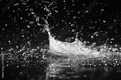 Abstract dew water droplets on a window glass over a black background, ideal for photo overlay or enhancing the freshness of beverages in mockups photo