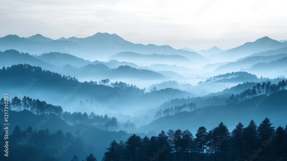 Obraz premium Mountain landscape with a striking silhouette against the sky, enhanced by hills and clouds, creating a breathtaking outdoor panorama. Perfect calming wallpaper for hikers and travelers