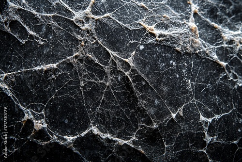 Halloween party. Gothic decoration. Black grunge background. Texture of spider web. Isolated spider webs on a cobweb