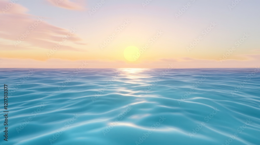 Obraz premium a beautiful, serene ocean view with crystal-clear water, gentle waves, and a soft breeze