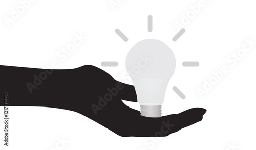 Hand hold bulb. vector illustration