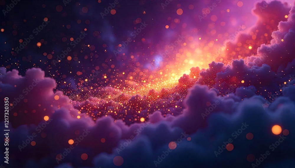 Golden Sparkle Dust Across Purple Cloudscape Golden Sparkle Dust Across Purple Cloudscape