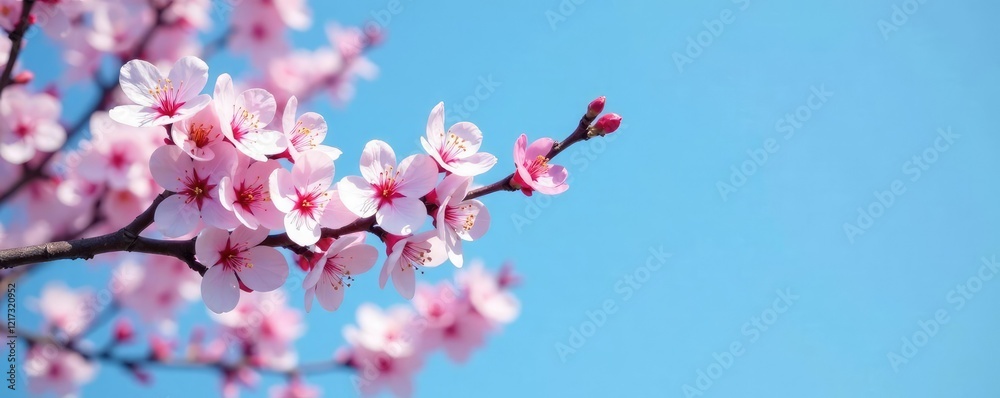 Cherry blossom branches against a clear blue sky, branch, nature Cherry blossom branches against a clear blue sky, branch, nature