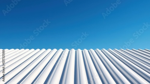 Wallpaper Mural White building against a blue sky with corrugated reinforced structure in the background Torontodigital.ca