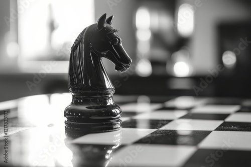 Intense chess match with focus on black king during sunset