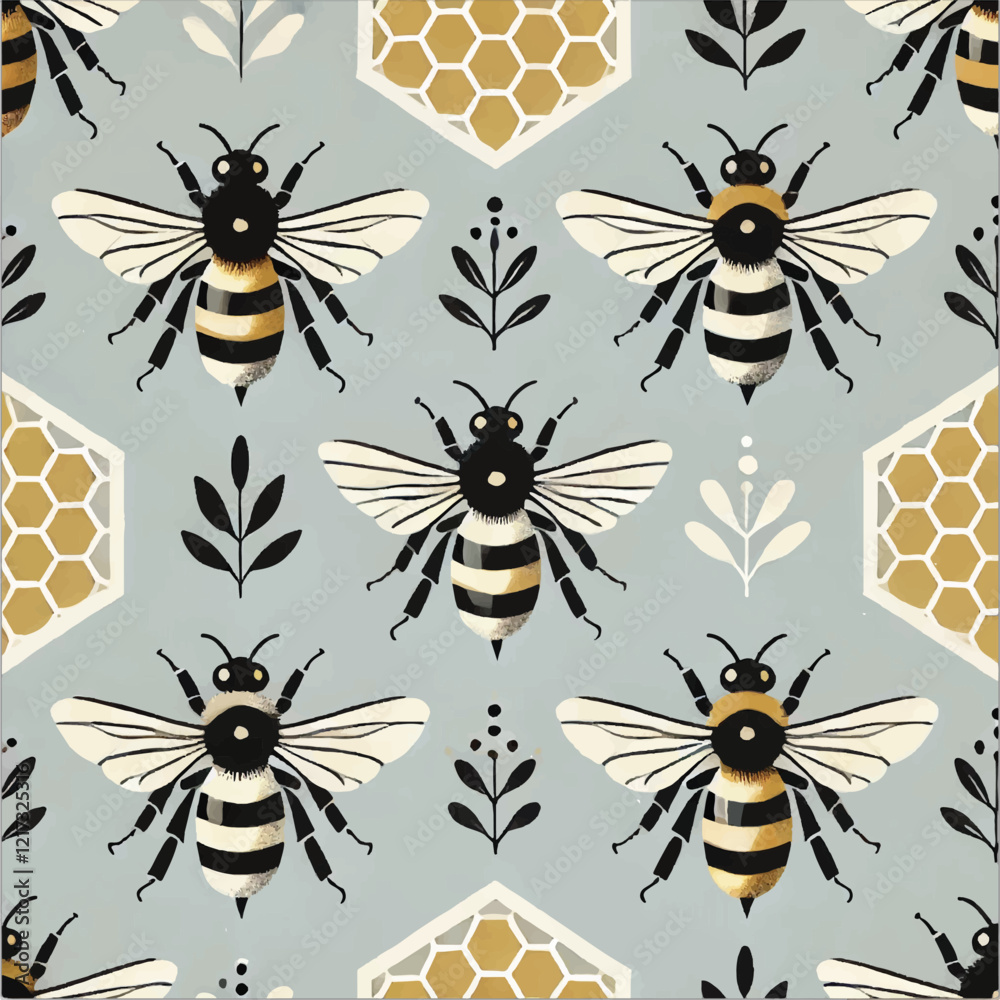 HONEY BEES GRAPHIC ILLUSTRATION DESIGN IN VECTOR