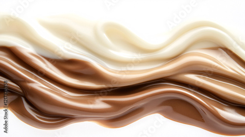 Silky smooth blended flow of chocolate and milk on an isolated background