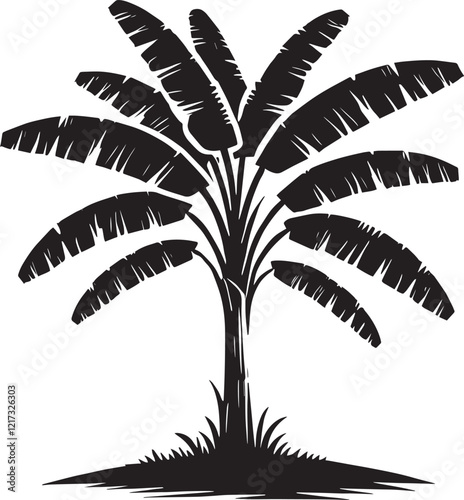 Banana Tree vector illustration black silhouette isolated on white background