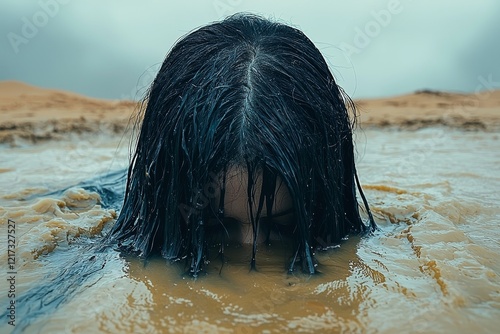 Someone sinking into quicksand, mirroring the distressing experience of being overwhelmed by anxiety
