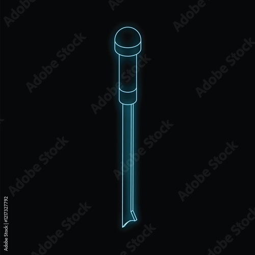 Neon blue awl glowing on black background, ideal for diy and woodworking projects
