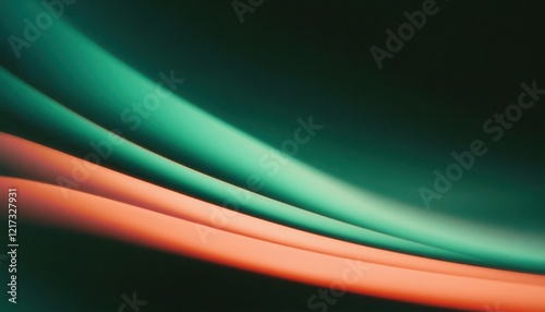 vibrant abstract gradient with green and orange waves, dynamic flow of light and color transitions for background or digital design

 photo