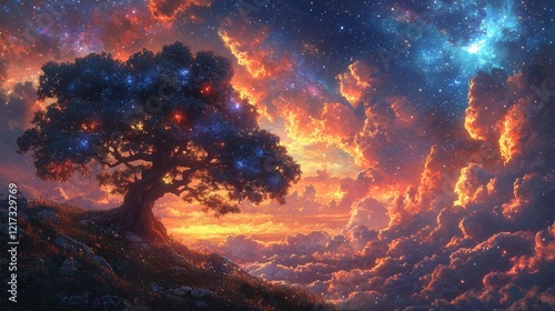 A surreal scene displaying numerous layers of reality, each like a window into different dimensions, revealing the interconnectedness of the fourth dimension