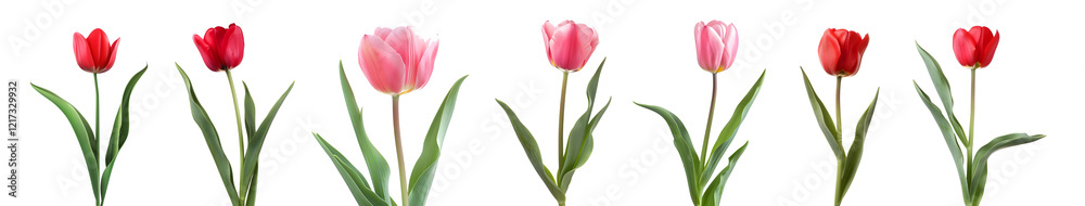3D Rendering Pack of a Pink Tulip Flower on Transparent Background 3D Rendering Pack of a Pink Tulip Flower on Transparent Background