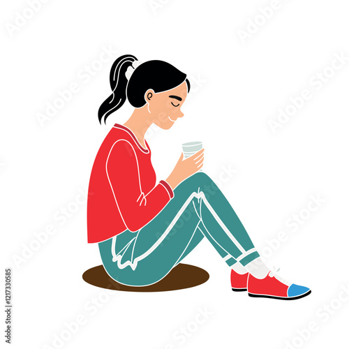 A woman is drinking a glass of water