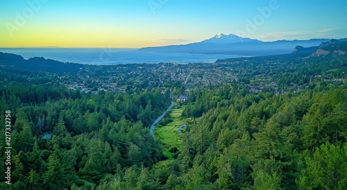 Mount Rainier viewed from above Lacey, Washington, this December