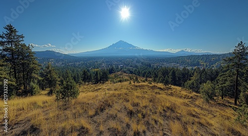 December view of Mount Rainier from above Lacey, Washington
