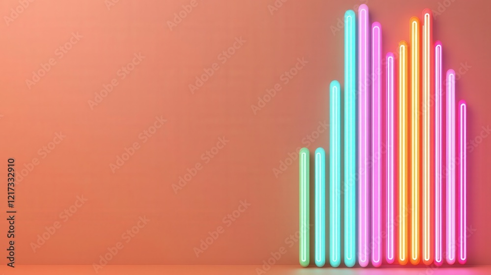 Abstract stock market graph with futuristic neon lines, symbolizing growth and data analysis, Stock market, growth, data visualization Abstract stock market graph with futuristic neon lines, symbolizing growth and data analysis, Stock market, growth, data visualization