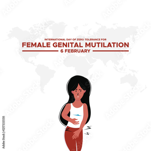 International Day of Zero Tolerance for Female Genital Mutilation (FGM) is observed every year on February 6, Vector illustration
