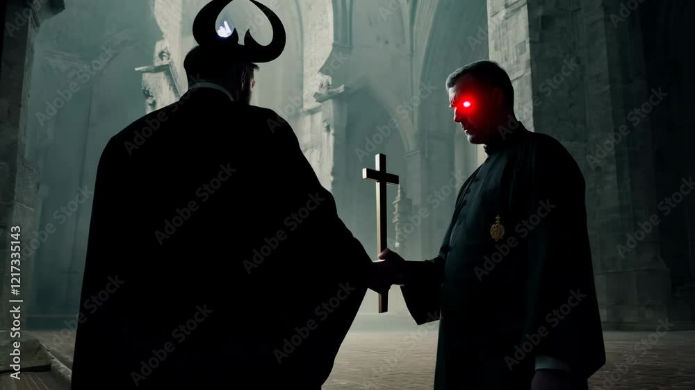 4k video of a priest makes a deal with a devil.