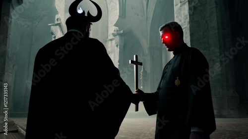 4k video of a priest makes a deal with a devil.