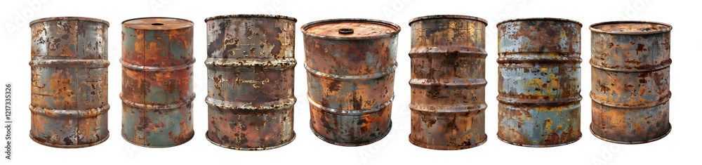 3D Rendering Pack of a Rusted Iron Drum Transparent Background 3D Rendering Pack of a Rusted Iron Drum Transparent Background