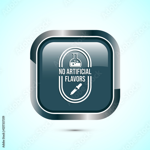 No artificial flavor icon design illustration, Artificial flavor free symbol, Natural product, Gray color square button design
