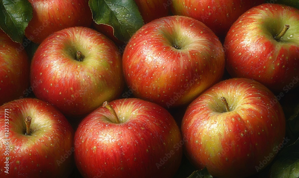 Red apples, close-up, orchard, leaves, healthy food Red apples, close-up, orchard, leaves, healthy food