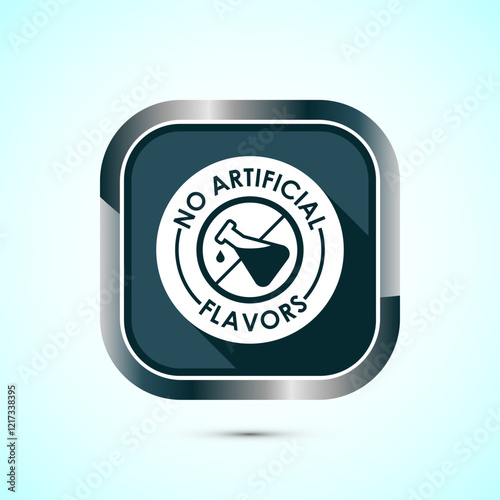No artificial flavor icon design illustration, Artificial flavor free symbol, Natural product, Gray shadow button design