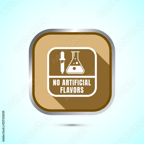 No artificial flavor icon design illustration, Artificial flavor free symbol, Natural product, Gold shadow button design