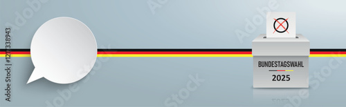 Sprechblase Bundestagswahl 2025 Wahlurne Header