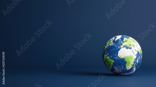 Green earth on blue background representing global economy and environmental awareness