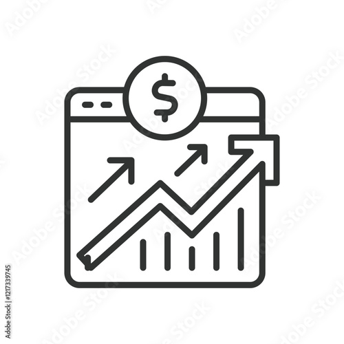 Stock market, icon in line design. Stock market, trading, investment, financial growth, shares, stock exchange, portfolio on white background vector. Stock market editable stroke icon