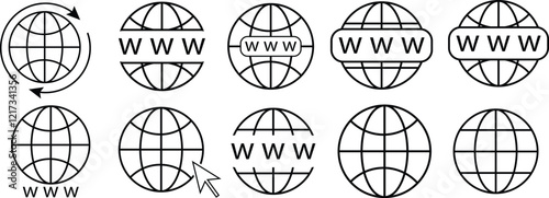 Globe icon set. Go to web symbol icon. vector eps10.