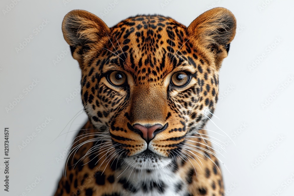 Obraz premium A close-up portrait of a leopard showcasing its striking features.