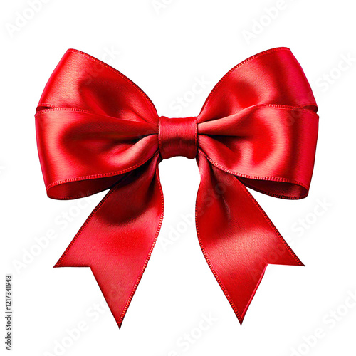 Red bow or ribbon isolated on transparent background. PNG