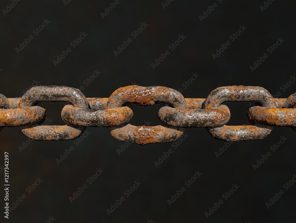 Obraz premium Rusty Chain on Black Background