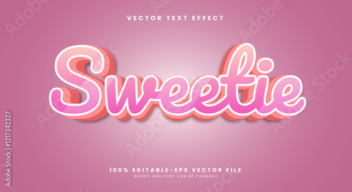 Sweetie cute pink editable text effect vector design