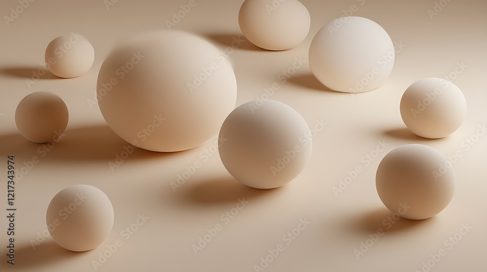 Beige Spheres Arranged On A Neutral Background Beige Spheres Arranged On A Neutral Background