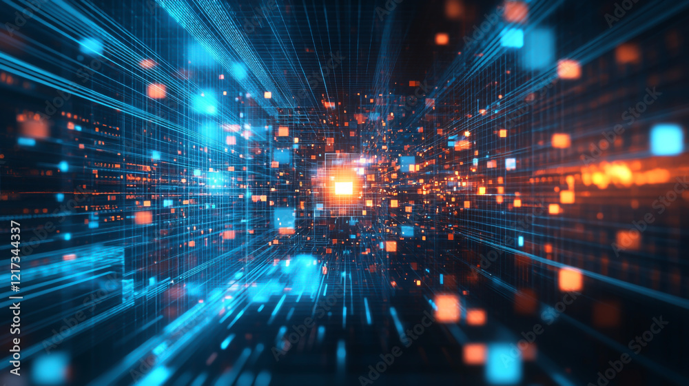abstract technology background showcases a mesmerizing digital voxel artificial cubes illustration. abstract technology background showcases a mesmerizing digital voxel artificial cubes illustration.