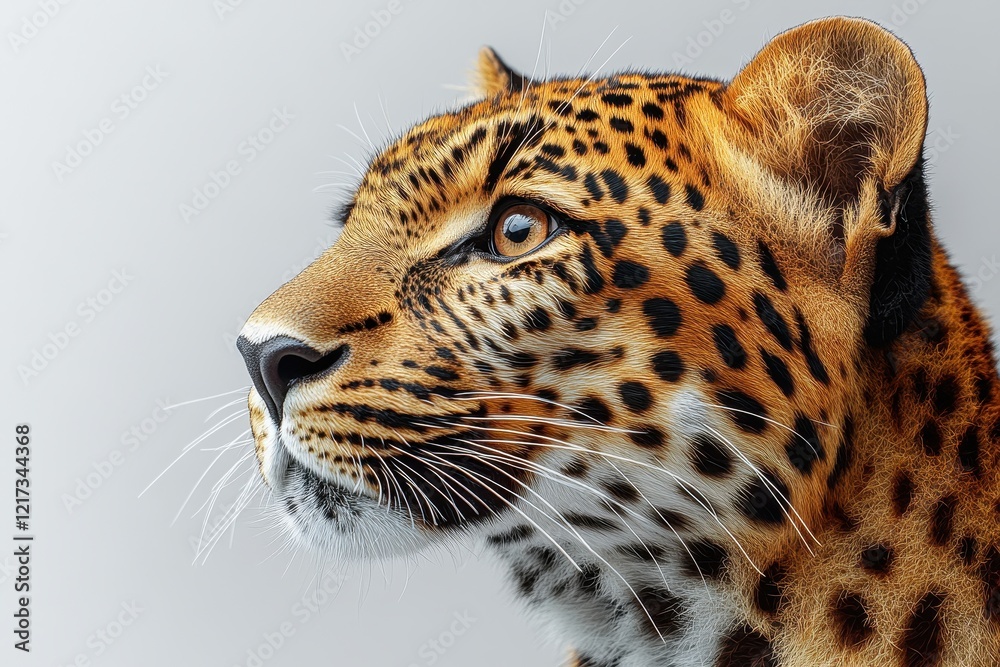Obraz premium Close-up profile of a leopard showcasing its striking features and fur patterns.