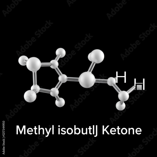 3d structure of Methyl isobutyl ketone, an organic compound. It photo